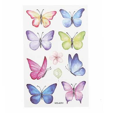 Realistic Butterfly Temporary Tatto Blue Purple 10 Pcs