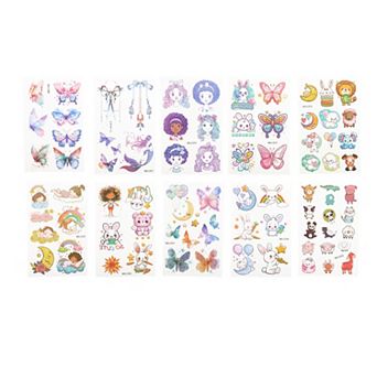 Realistic Cartoon Butterfly Temporary Tatto Blue Purple 10 pc