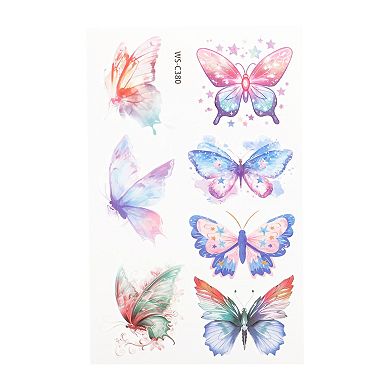 Realistic Cartoon Butterfly Temporary Tatto Blue Purple 10 Pcs