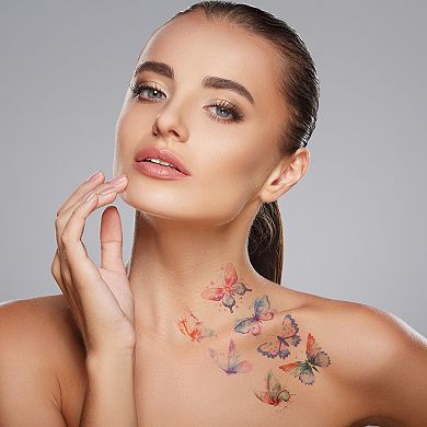 Realistic Cartoon Butterfly Temporary Tatto Blue Purple 10 Pcs