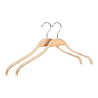 2 Pack Wood Non-Slip Hangers with Pinch Clips, Durable 360-degree Space Saving