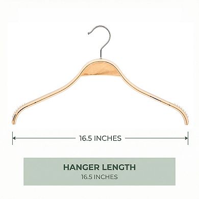 2 Pack Wood Non-Slip Hangers with Pinch Clips, Durable 360-degree Space Saving