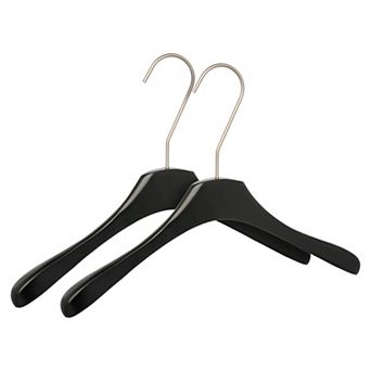 2 Packs Wood Non-Slip Hangers with Pinch Clips Durable 360-degree Space Saving