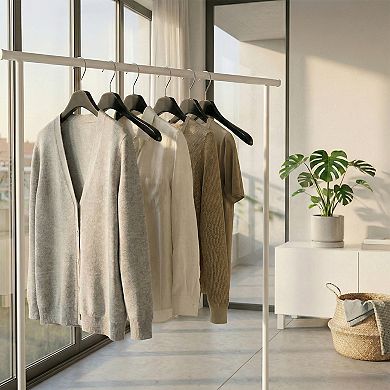 2 Packs Wood Non-Slip Hangers with Pinch Clips Durable 360-degree Space Saving