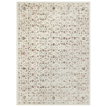 Fashionwu Vintage Persian Distressed Rug Elegant Floral Pattern Carpet for Living Room Retro Decor