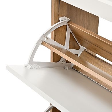 Shoe Cabinet with 3 Flip Drawers & 2 Top Drawers, Adjustable Panel for Entryway Hallway