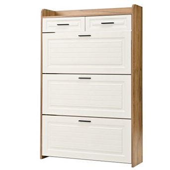 Shoe Cabinet with 3 Flip Drawers & 2 Top Drawers, Adjustable Panel for Entryway Hallway