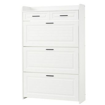 Shoe Cabinet with 3 Flip Drawers & 2 Top Drawers, Adjustable Panel for Entryway Hallway