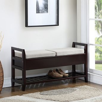 Storage Shoe Bench with 2 Lift-Up Cushions,Ideal for Entryway Hallway