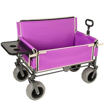 3-in-1 Folding Wagon with Seat & Table, 500lbs Capacity Heavy Duty 180L for Camping Beach