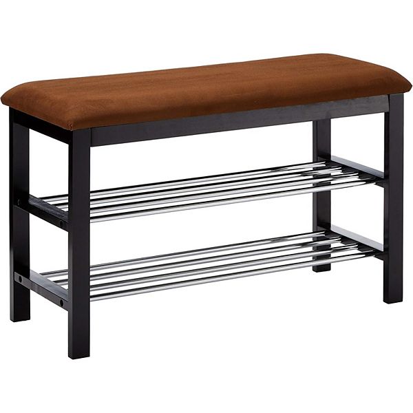 Microfiber Shoe Bench with 2-Tier Storage,Ideal for Entryway Hallway