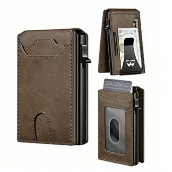 Men's Slim Pop-Up Card Holder Wallet, RFID Blocking Money Clip