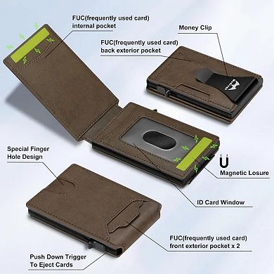 Men's Slim Pop-Up Card Holder Wallet, RFID Blocking Money Clip