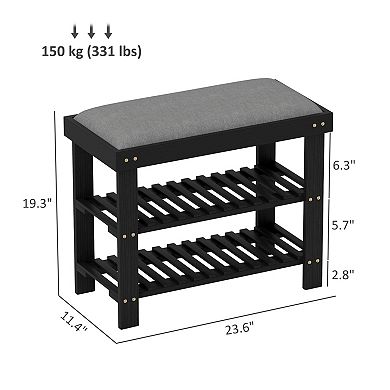 Upholstered Shoe Storage Bench with 2-Tier Rack, Ideal for Entryway Living Room