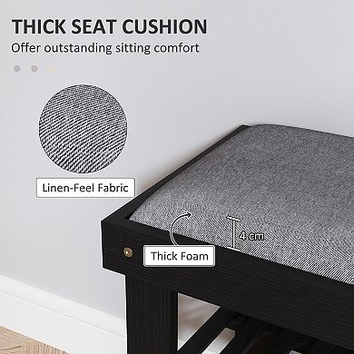 Upholstered Shoe Storage Bench with 2-Tier Rack, Ideal for Entryway Living Room