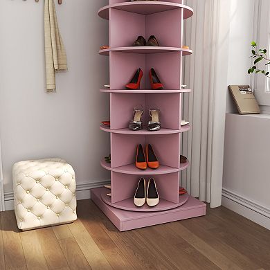 360° Rotating 6-Tier Shoe Cabinet, Slim Space-Saving Storage for Entryway Bedroom