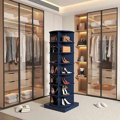 360° Rotating 7-Tier Shoe Cabinet, Large Capacity Storage for Entryway Closet, Ideal for Families