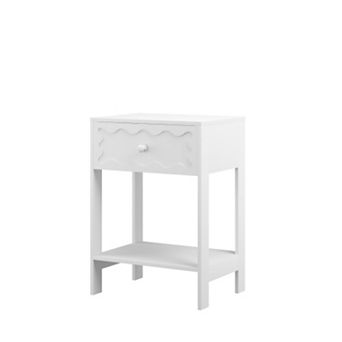 Modern Wave Pattern Nightstand with Drawer & Shelf, Sturdy Bedside Table for Bedroom, Small Spaces