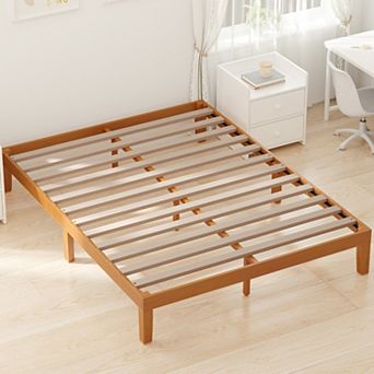 YIORTWO Wood Platform Bed Frame with Slats, Solid Pine Mattress Foundation