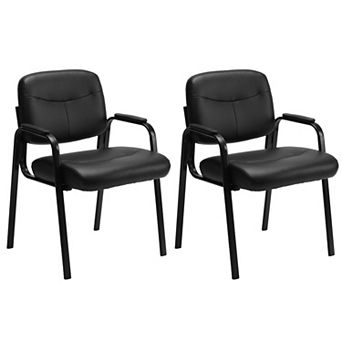 YIORTWO 2 Pack PU Leather Office Guest Chair with Padded Arms, Conference Room Reception Chair