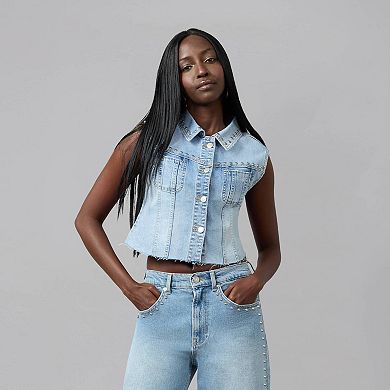 Gabbie Cropped Denim Vest