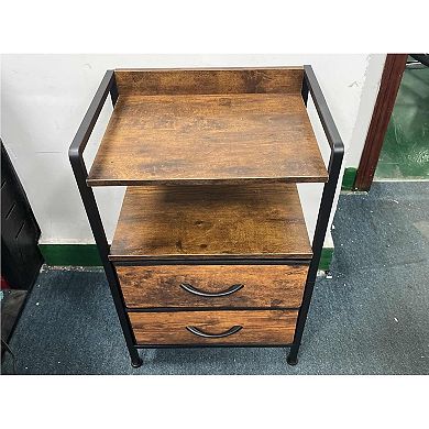 ANIXOL 2 Drawer Fabric Nightstand with 3 Tier Storage