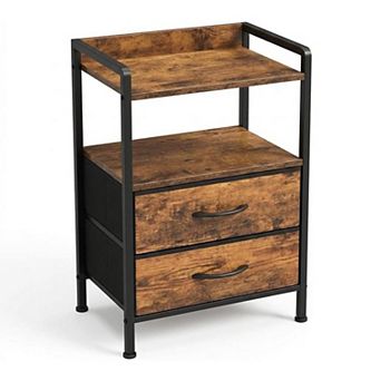 ANIXOL 2 Drawer Fabric Nightstand with 3 tier Storage
