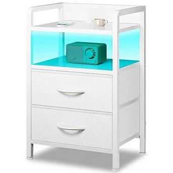 ANIXOL 2 Drawer Fabric Nightstand with 3 tier Storage