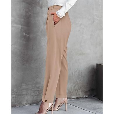Womens Work Business Office Ankle Trousers High Waisted Ladies Slacks