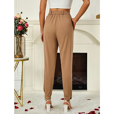Womens Work Business Office Ankle Trousers High Waisted Ladies Slacks