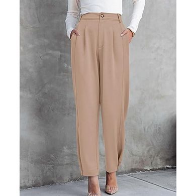 Womens Work Business Office Ankle Trousers High Waisted Ladies Slacks