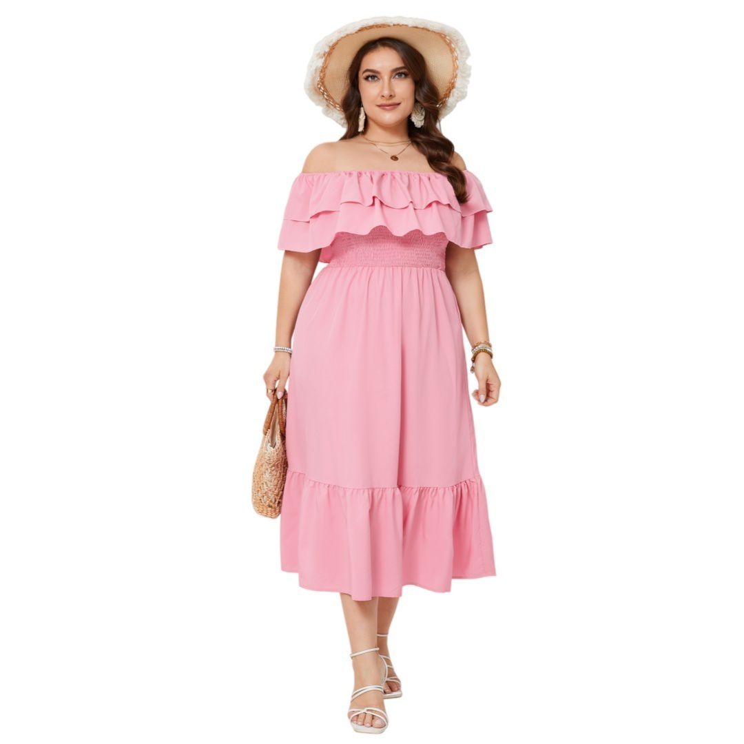 Женские платья Plus Size Long A Line Dress Boho Floral Print Off Shoulder Dress