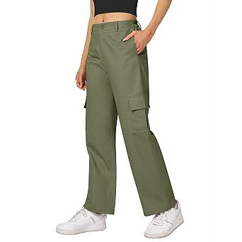 Cargo Pants Women Baggy Casual High Waisted Straight Leg Pants Loose Trousers with Pockets