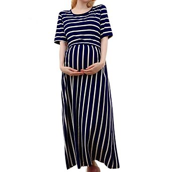 Women's Pregnancy Dresses for Breastfeeding Striped Maternity Dress Short Sleeve Nursing Feature
