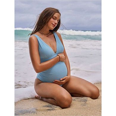 Maternity One Piece Swimsuit Texture Adjustable Straps Bathing Suit for Pregnancy Beach