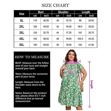 Womens Plus Size Casual Short Sleeve Flare Loose Flowy Beach Sundress with Pockets