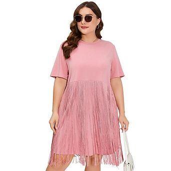 Women's Plus Size Vintage Tassel Mini Glitter Dress Flapper Roarin Cocktail Dress