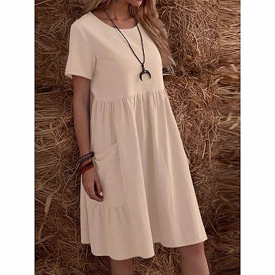 Women's Tiered Pocket Casual Midi Dress