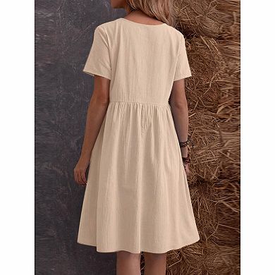 Women's Tiered Pocket Casual Midi Dress