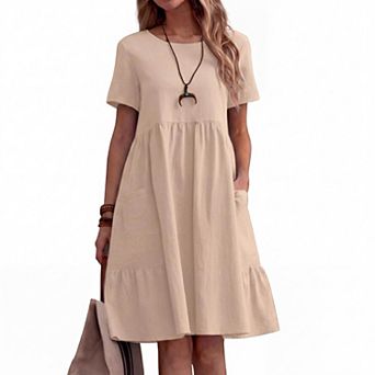 Women's Tiered Pocket Casual Midi Dress
