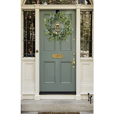 20" Eucalyptus Wreath Handmade Green Leaves Floral Wall Decor