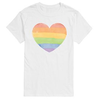 Big & Tall Distressed Rainbow Heart Graphic Tee