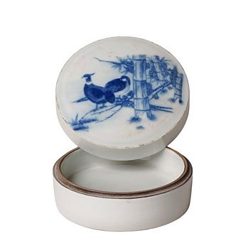 Porcelain Pheasant Pair Ink Box