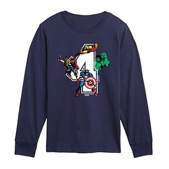 Toddler Boy Marvel The Avengers Age 4 Birthday Long Sleeve Graphic Tee