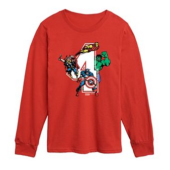 Toddler Boy Marvel The Avengers Age 4 Birthday Long Sleeve Graphic Tee