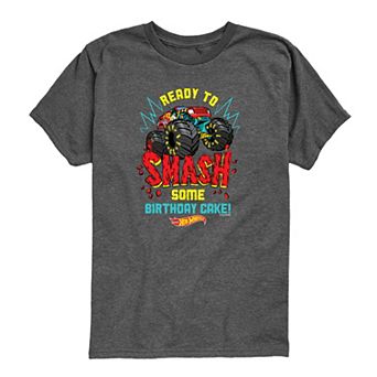 Toddler Boy Hot Wheels Ready To Smash Some Birthday Cake Graphic Tee