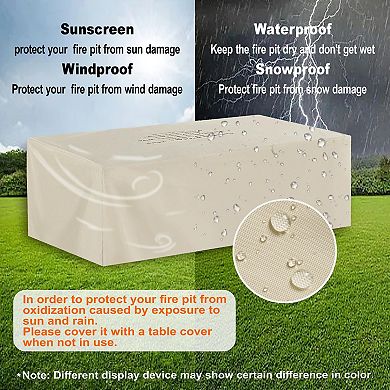 42" Rectangular Propane Fire Pit Table 50,000 BTU Fireplace Table with Wind Guard（Black）