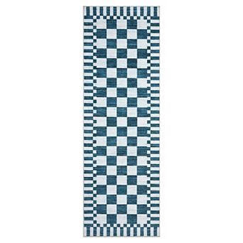 Geometric Machine Washable Checkerboard Area Rug Non Slip Low Pile Carpet for Living Room Bedroom