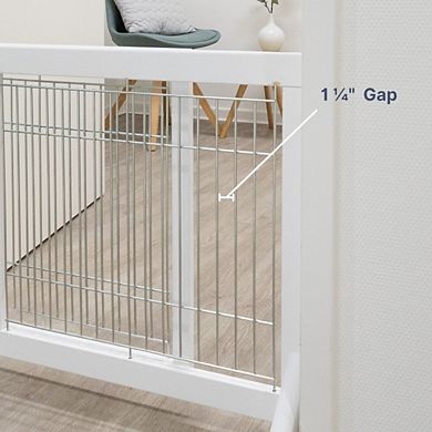 Adjustable Wooden Freestanding Pet Gate, Tall Step Over, Expands to 42.5"