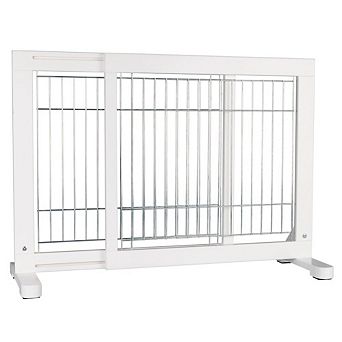 Adjustable Wooden Freestanding Pet Gate, Tall Step Over, Expands to 42.5"